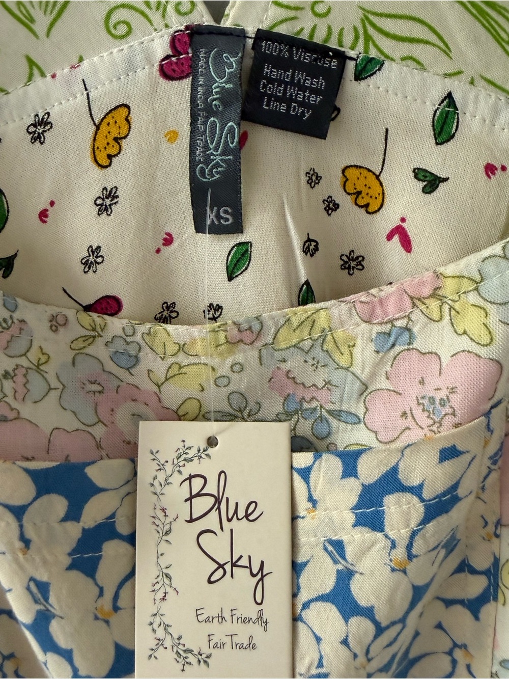 Blue Sky Patchwork Maxi Skirt - Blue, Pink, Green, Cream - Picture 3 of 4